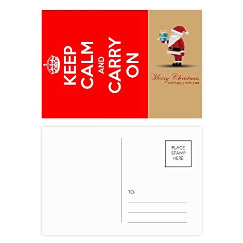 Cartes postales avec citation Keep Calm and Carry On Rouge Père Noël lot de 20