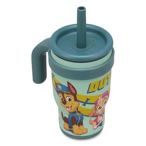Paw Patrol Kids Stainless Steel Water Bottle Tumbler with Straw 420ml 2Y+ Blue Insulated Water Bottle Sipster Keeps Drinks Cooler for Longer BPA Free