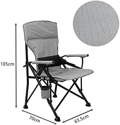 Homecall 30167 Folding Camping Chair 600D Polyester with Rip-Stop Protection and Sponge Padding - Grey, 105.0 cm*61.0 cm*65.0 cm