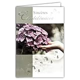 64 1054 Carte Sincères Condoléances Gris Argenté Brillant Décès Deuil Fleurs Hortensia Violet Vert Kaki Main Graines Pissenlit Fabriqué en France