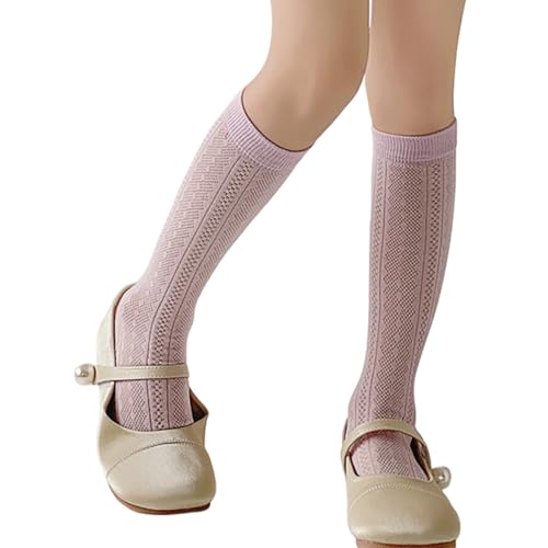 Kneehigh Socks Cotton Midcalf Socks Kids Girl Spring Stretchy Mesh Socks for Little Girls School Uniform Socks