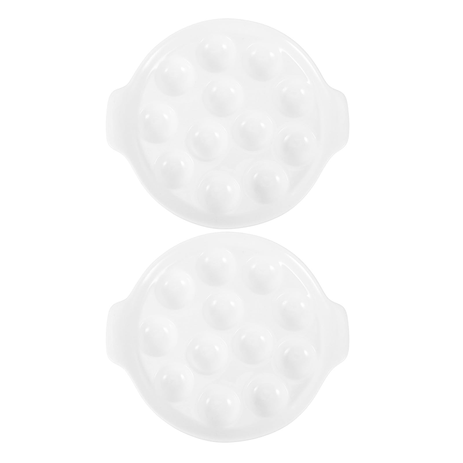 Operitacx 2 platos de cerámica para caracoles con asas - Plato para caracoles de 25 cm apto para horno - para hornear ostras de 12 agujeros con asa para guisos y aperitivos de mariscos - Apto para