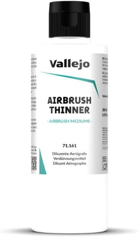 Vallejo Airbrush Thinner, 200 ml Acrylic Paint Diluent, Maintains Color Quality, Ideal for Airbrush Techniques, Compatible with All Acrylic Paints