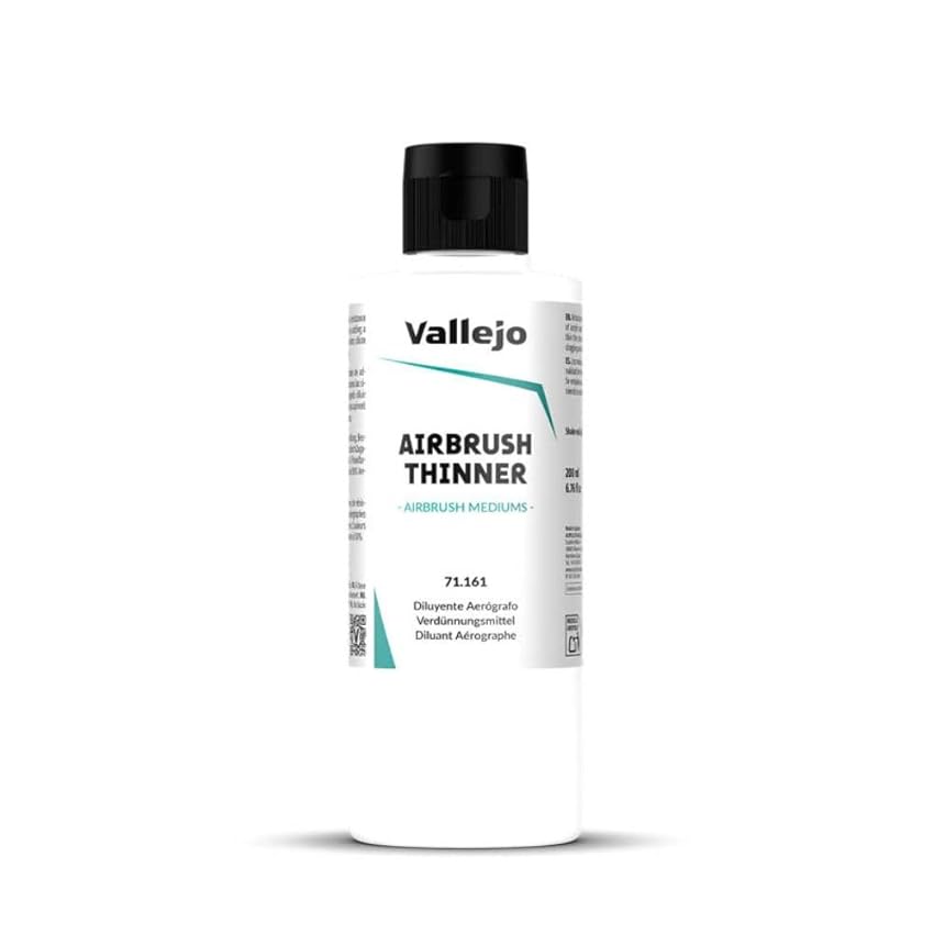 Vallejo Diluente per Aerografo 200 Ml, Diluente per Pitture Acriliche, Ottimizza il Colore senza Perdere Qualità, Ideale per Modellismo e Arte