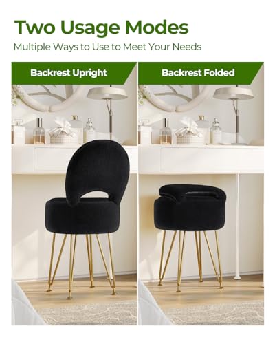 image for GREENSTELL Small Vanity Stool Chair with Storage and Folding Back, 13