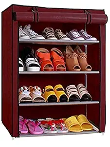 Metal 4-shelve shoe cabinet