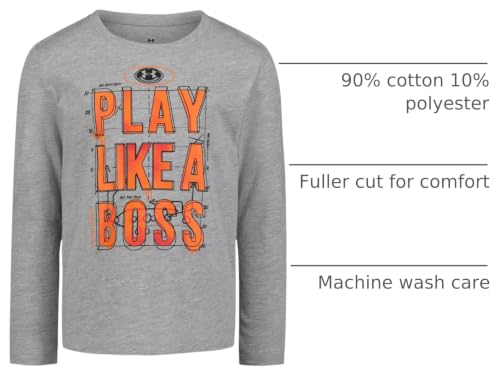 Image of Under Armour Boys' Long Sleeve Logo Graphic T-Shirt, Lightweight & Breathable, Relaxed Fit