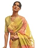AKHILAM Banarasi - Sari bordado de organza para mujer con blusa sin costuras (KENZ230001_RJ_Parent), Multicolor 5, talla �nica