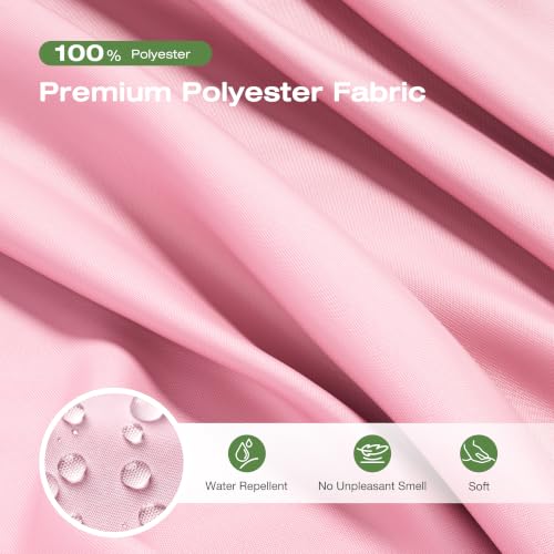 Image of Pink Fabric Shower Curtains 70 X 72 Inch, Water-Resistant Heavy Duty Bathroom Cloth Shower Curtain Liner