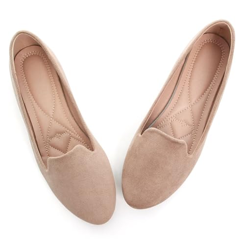 Image of Dear Time Women's Casual Loafers Flats Comfortable Round Toe Dress Shoes Slip On Ballet Flats for Women Work Office Shoes