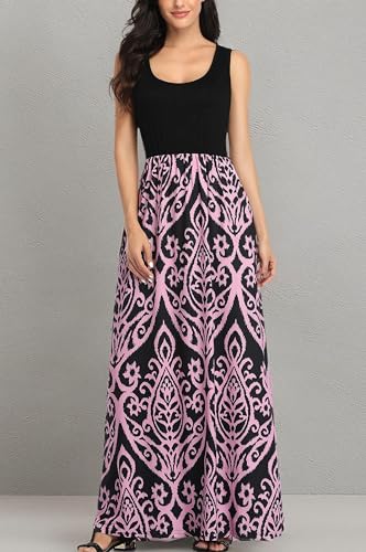 Image of Lacavocor Womens Summer Maxi Dress Tank Top Sleeveless Long Dresses