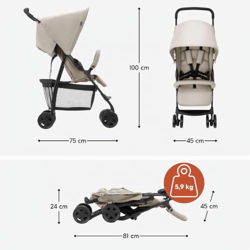 Miniatura 5 de Hauck Sport Carrito Bebe Ligero Desde El Nacimiento - Silla De Paseo Reclinable Para Niños Hasta 15 Kg - Carro Plegable Ultraligero 5,9 Kg - Cesta Grande Hasta 3 Kg - Beige