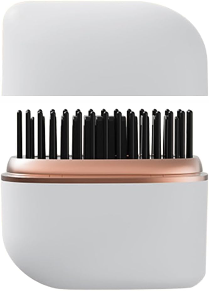 Mini Cordless Hair Straightener Comb, Portable Curling Iron for Travel, Rechargeable Straightening Hot Comb Anti-Scald Fast Heating Styling Tools for Women (White) - Image 8