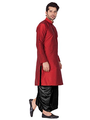 Image of VASTRAMAY Men's Silk Blend Kurta and Dhoti Set