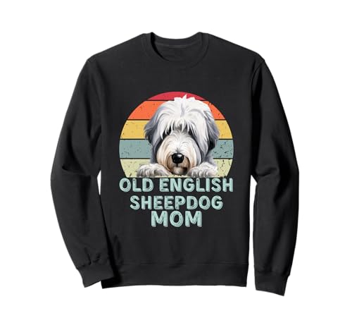 Viejo Inglés Pastor Perro Mamá Retro Vintage Perros Amante Sudadera