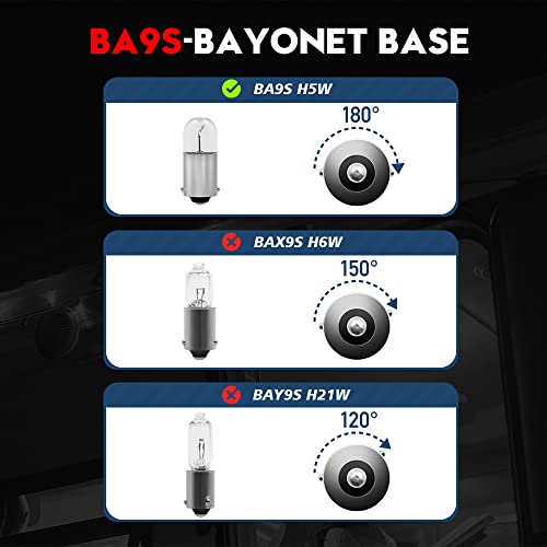 Vehicode Ba9 Ba9S Led Bulb White 12V 1895 1893 57 53 1445 T4W H5W Bayonet Base Lamp For Car Dash Instrument Panel Gauge Cluster Interior Dome Map License Plate Reverse Rv Landscape Light (20 Pack) #TOP5