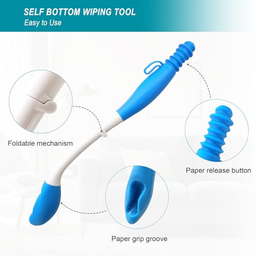 Foldable Toilet Aids for Wiping - Butt Wiper Self Wipe Assist Toilet Aid Wand - Long Reach Comfort Bottom Wiping Aid Tool - Daily Living Bathroom Aids for Limited Mobility - Thumbnail 3
