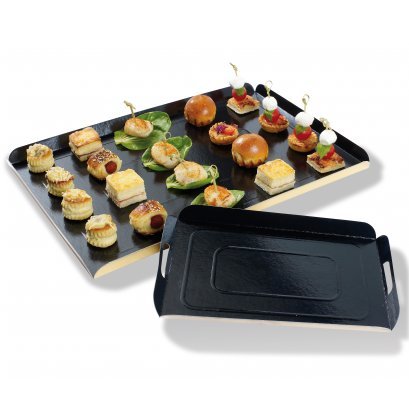 Plateau plié en carton noir pour vos buffets de fête chic à la maison