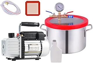 1.5 Gallon Tempered Glass Lid Vacuum Chamber with 4CFM 1/4HP Single Stage Vacuum Pump Perfect for Stabilizing Wood, Degassing Silicones, Epoxies and Essential Oils
