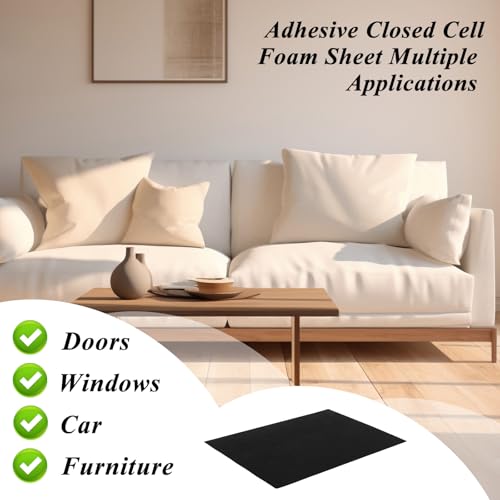 Giantree 10 Stück Moosgummi Selbstklebend Schaumstoffplatte, 295×213×1mm rutschfeste Schaumstoffmatte Schwarz Eva Schaumstoff Platten mit Kleberücken Selbstklebend Moosgummi Polster für Möbel