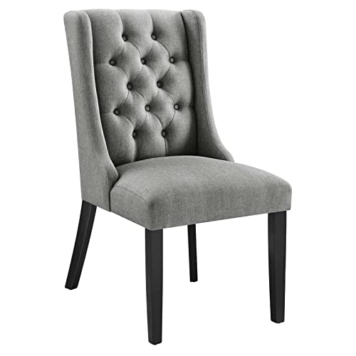 Image of Modway Baronet Button-Tufted Fabric Parsons Dining Chair in Light Gray