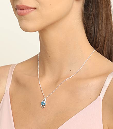 Image of Clara 925 Sterling Silver Sky Blue Eye Pendant Earring Chain Bracelet Ring Jewellery Set| Rhodium Plated, Swiss Zirconia | Gift for Women & Girls