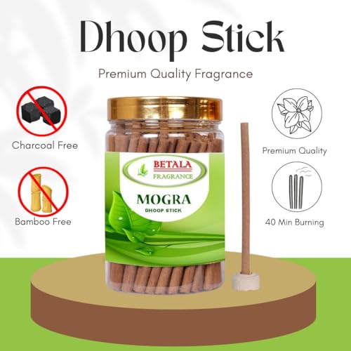 Betala Fragrance 6 in 1 Dhoop Sticks for Pooja, Combo Pack of 100 gm X 6 Flavour Stick with Holder Stand (Chandan, Gulab, Mogra, Lavender, Guggal, Saffron)