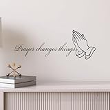 Vinyl Wall Decal Prayer Changes Things Religious Inspirational Quote Room Decoration Words Inspiring Letters Christian Decor Stickers Mural 2353ig (22.5 in x 8 in)