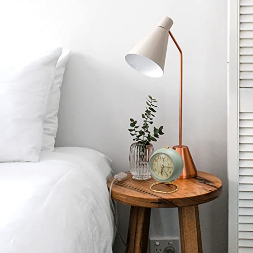 Aldervine Small Desk Clock, Retro Bedroom Table Vintage Analog Alarm Clock, Silent Non-Ticking Gold Clock, Bedside Decor Aesthetic #TOP3