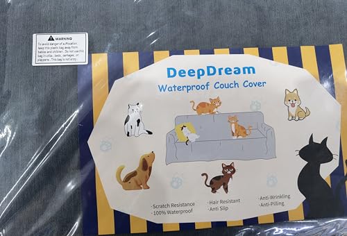 DeepDream Wasserdicht Sofa Überzug Chenille Sofabezug, Kratzfest Hund Katze Sofaschoner, Rutschfester Sofa Cover Couch Überzug 2 3 4 Sitzer für U Form L Form Sektionssofa (Dunkelgrau, 90 * 160cm)