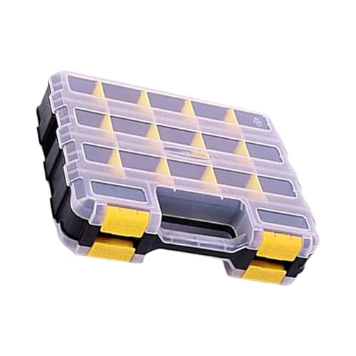 Caja de herramientas con tapa transparente de doble cara, 34 compartimentos, caja organizadora con separadores extraíbles para tornillos, organizador de compartimentos extraíbles