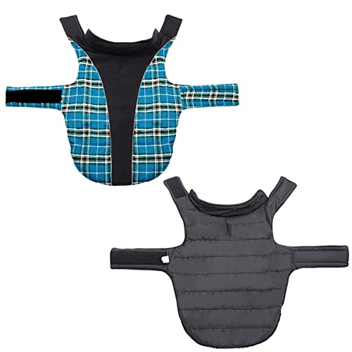 Phyxin Reversible Dog Jacket Waterproof Dog Winter Coat Plaid Dog Jacket For Cold Weather Winter Dog Clothes For Small Medium Large Dogs #TOP1
