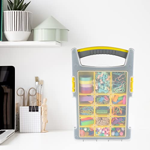 Storage Organizer Tool Box Set - Set of 4 Plastic Clear Top Parts, Craft, and Hardware Organizers with 3 Sized Compartments by Stalwart (Yellow/Black) by Stalwart - Image 3