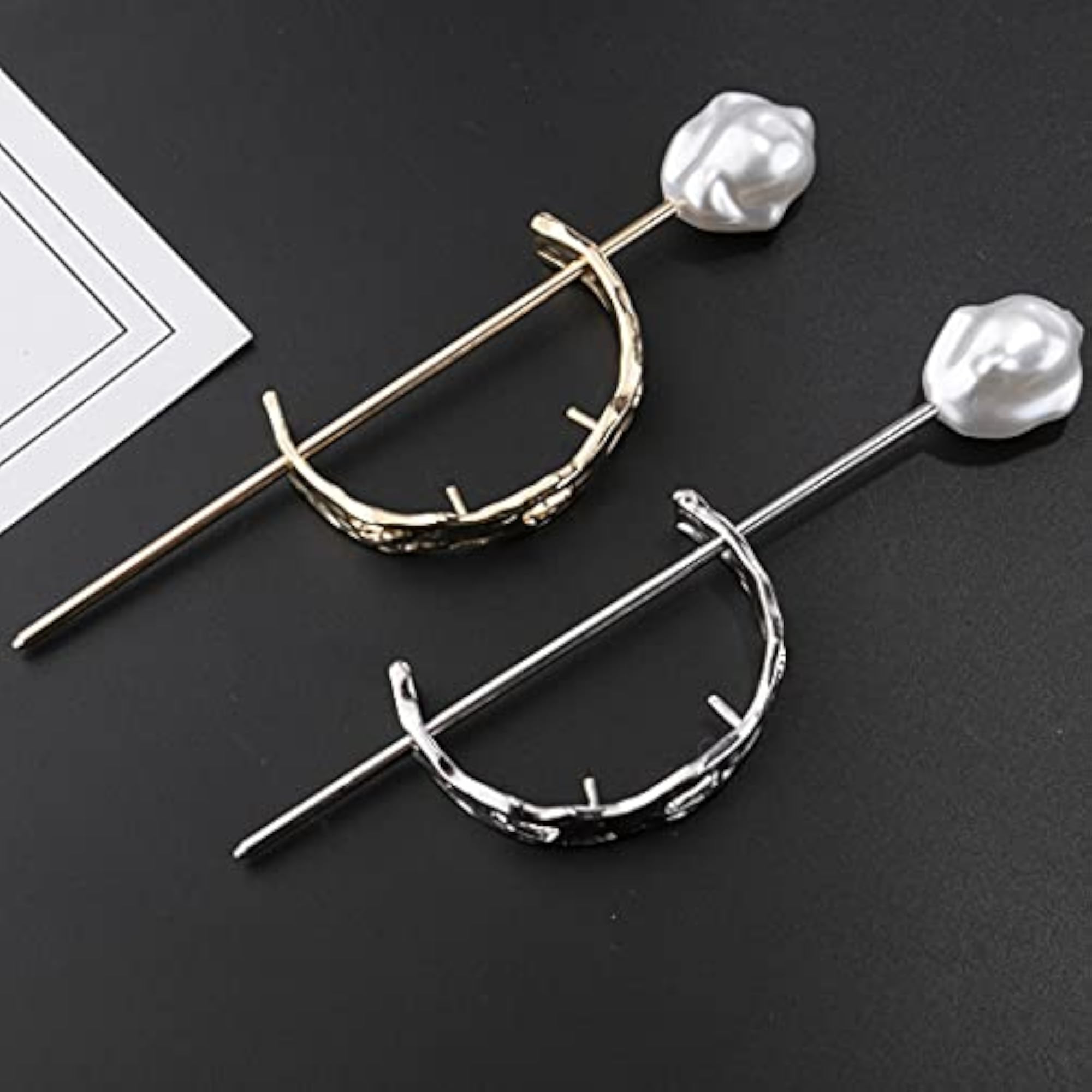 Vintage Faux Pearl Ponytail Cuff Pin Set, Alloy