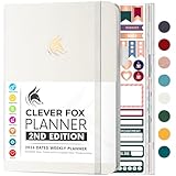 Clever Fox Planner 2nd Edition Dated Jan 2026-Jan 2027 – Colorful Weekly & Monthly Goal Setting Planner, Habit Trackers, Time Management and Productivity Organizer, Gratitude Journal, A5 (White)