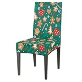 Chair Covers for Dining Room 1PC Stretchy Parson Chair Slipcovers Gingerbread Candy Cup Stretch Chair Seat Covers Washable Fitted Chairs Protector Cover for Kitchen, Party