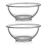 Bovado 1 Quart Glass Bowl for Storage, Mixing, Serving (2 Pack) - Clear, Dishwasher, Freezer & Oven...