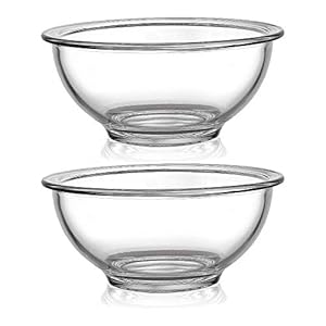 Bovado 1 Quart Glass Bowl for Storage, Mixing, Serving (2 Pack) – Clear, Dishwasher, Freezer & Oven Safe, Quality Glass, Easy-Clean (1 Quart – 2 Pack)