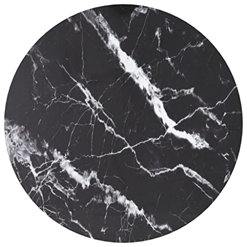 homiuse Tablero de mesa negro redondo 50 x 0,8 cm vidrio templado con aspecto de mármol redondo escritorio de vidrio templado parte de la mesa de repuesto para mesa de comedor mesa de centro mesa de