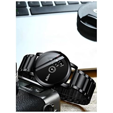 FEQEFQ Mens Business Watches with Stainless Steel Band Waterproof ​Fashion Quartz Wrist Watch for Men (Color : Black, Size : 40MM) Cover