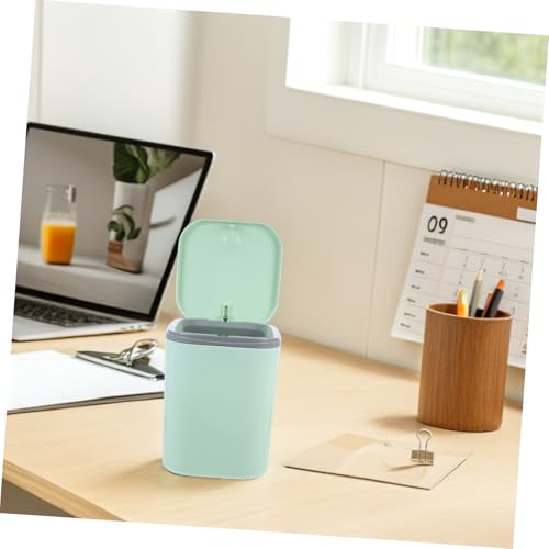 Bote de basura mini rectangular con tapa verde miniatura 5
