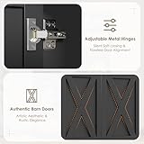 HOCSOK Kitchen Cupboard 41.7" x 70.9" (W x H), Kitchen Cabinets Black, Pantry Cupboard with Removable Wine Rack, Glass Holder and Large Countertop, Sideboardwith Microwave Stand - Image 6