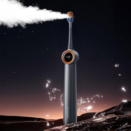 RANVOO [Vibrating & Flossing 2-in-1] AirJet Bubble Sonic Electric Toothbrush, 100% Plaque Removal, White for Adult Protect Gum Orthodontic Teeth Clean Rechargeable Gift with 2 Soft Brush Heads Grey