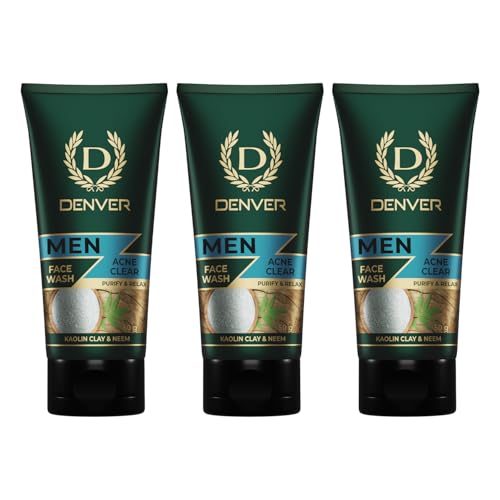 Image of DENVER Acne Clear Face Wash - 50GM Each (Pack of 3) | Remove Acne & Lighten Dark Spots Face Wash for Men| Suitable for Oily Skin | All Skin Type