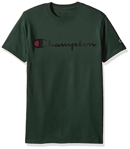 Champion Men's Classic Jersey Script T-Shirt, Dark Green, Large