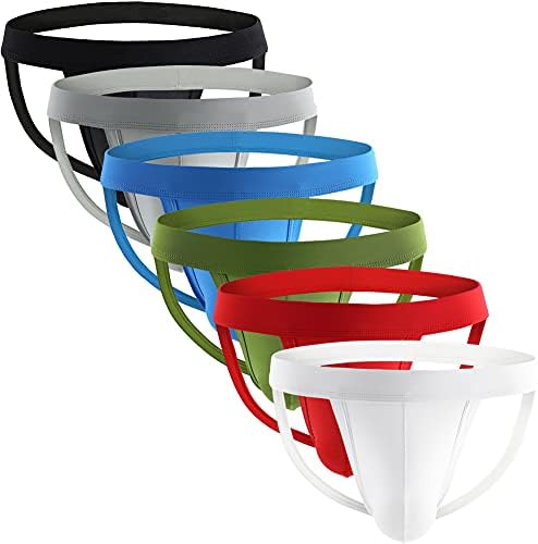 Summer Code Men's Athletic Supporter Performance Jockstrap Elastic Waistband Underwear 6 pack Mixed Color