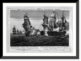 Historic Framed Print, Combat memorable entre le Pearson et Paul Jones.Richard Paton pinxit ; gravé par Balth. Frederic Leizel [sic]., 17-7/8" x 21-7/8"