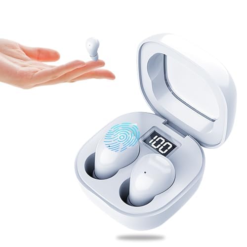 Mudtun Invisible Sleep Earbuds, Smallest Sleep Headphones for Side Sleepers Low Profile Micro Tiny Discreet Hidden Earbuds for Work, Wireless Mini IPX5 Waterproof for Small Ear Canals, Deep White