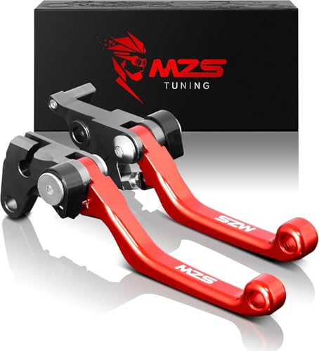 MZS Red Dirt Bike Brake Clutch Levers Pivot Adjustable CNC Compatible with CRF150R 2007-2026 / CR80R CR85R 1998-2007 / CR125R CR250R 1992-2003 / CRF450R 2002-2003 / CR500R 1996-2001