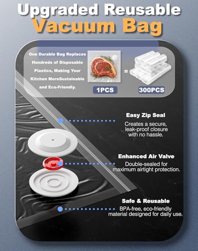 Image of Compact Vacuum Sealer for Food, Handheld Saver Vacuum Sealer Machine with 30 Reusable Bags for Preservation & Fresh White
